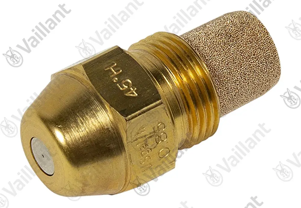 Brennerdüse aus Messing mit Durchlassöffnung, Teil von Vaillant Heizsystemen, zur Optimierung der Verbrennungseffizienz in Heizgeräten.